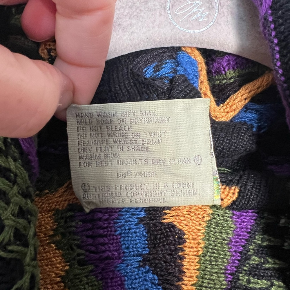 🚫SOLD🚫COOGI Australia Multicolor 3D Textured Cowl Cardigan Sweater Size Large - Picture 5 of 6
